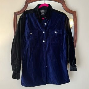 Koos of Course Velvet Shirt with Design on Back. Size Small In EUC. Button down.